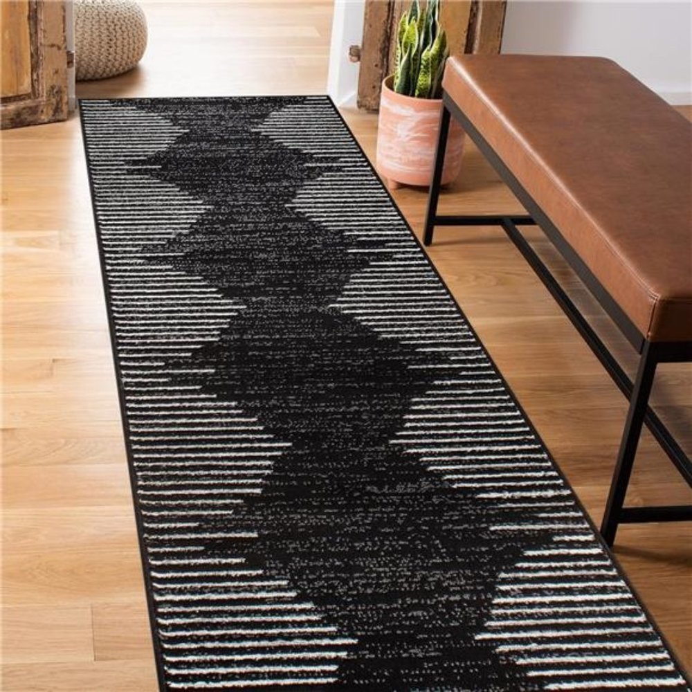 NEW Black Boho Style Area Runner Rug